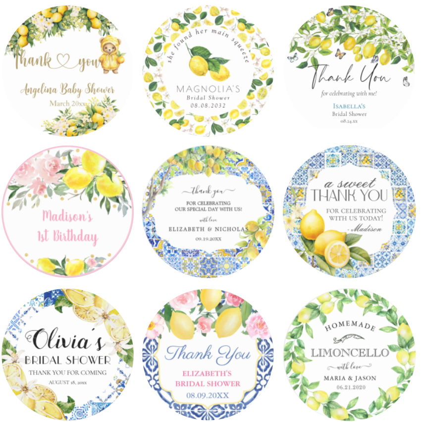 Personalised Candle Label - Custom Lemon Wedding Thank You Sticker