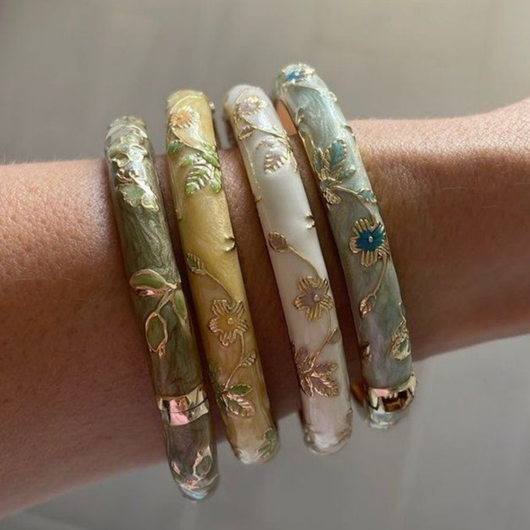 Coordinates Bracelet - 4 small floral bracelets enamel bracelets