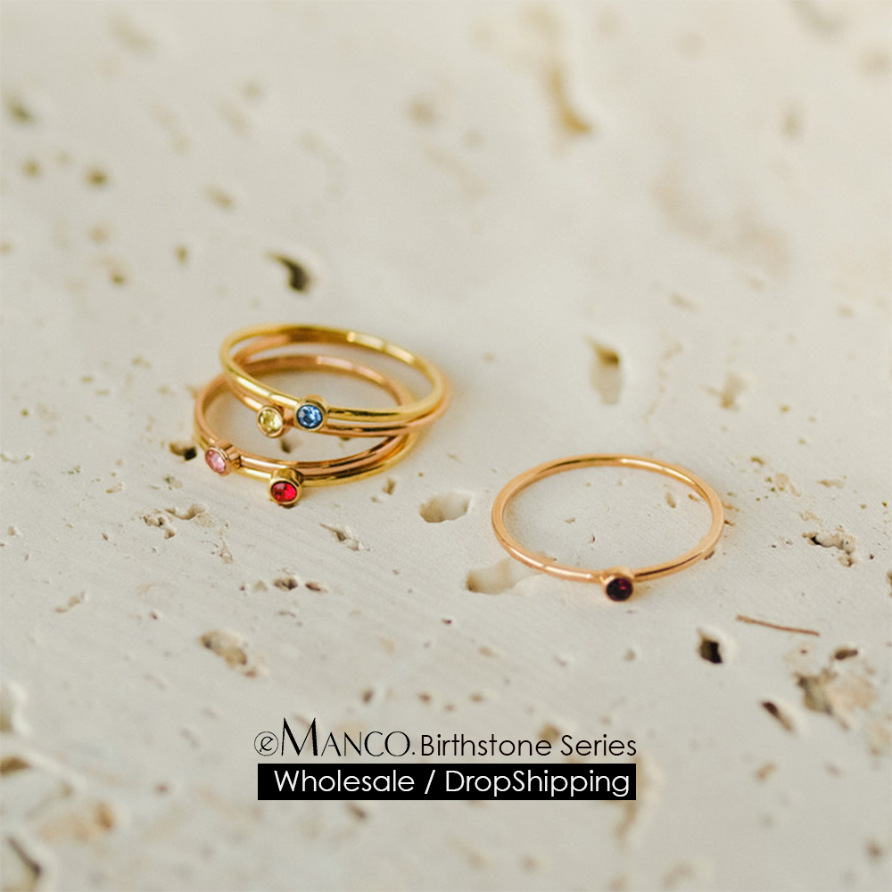 Initial Ring Custom - EManco 12 Color Birthstone Ring Stainless