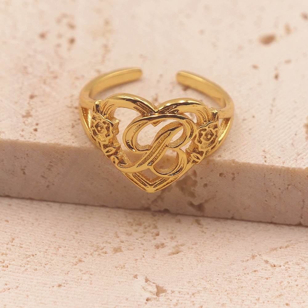 Gold Personalized Initials Hea – обзор и цена Initial Ring Custom