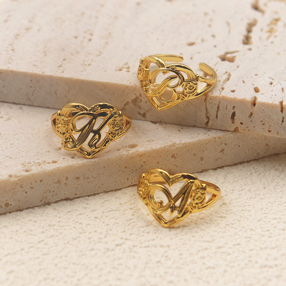 Gold Personalized Initials Hea – обзор и цена Initial Ring Custom
