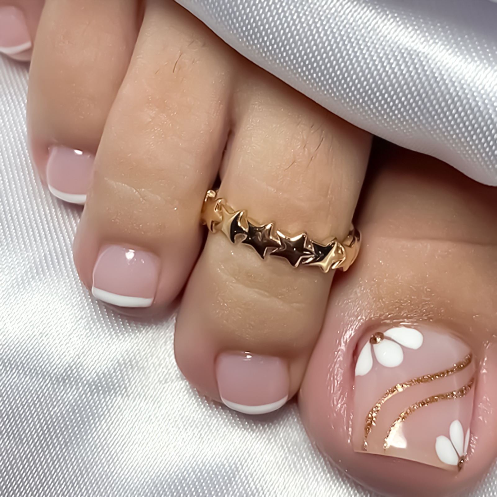 Nude Pink Color Fake Toenails  – обзор и цена Pressed Flower Art