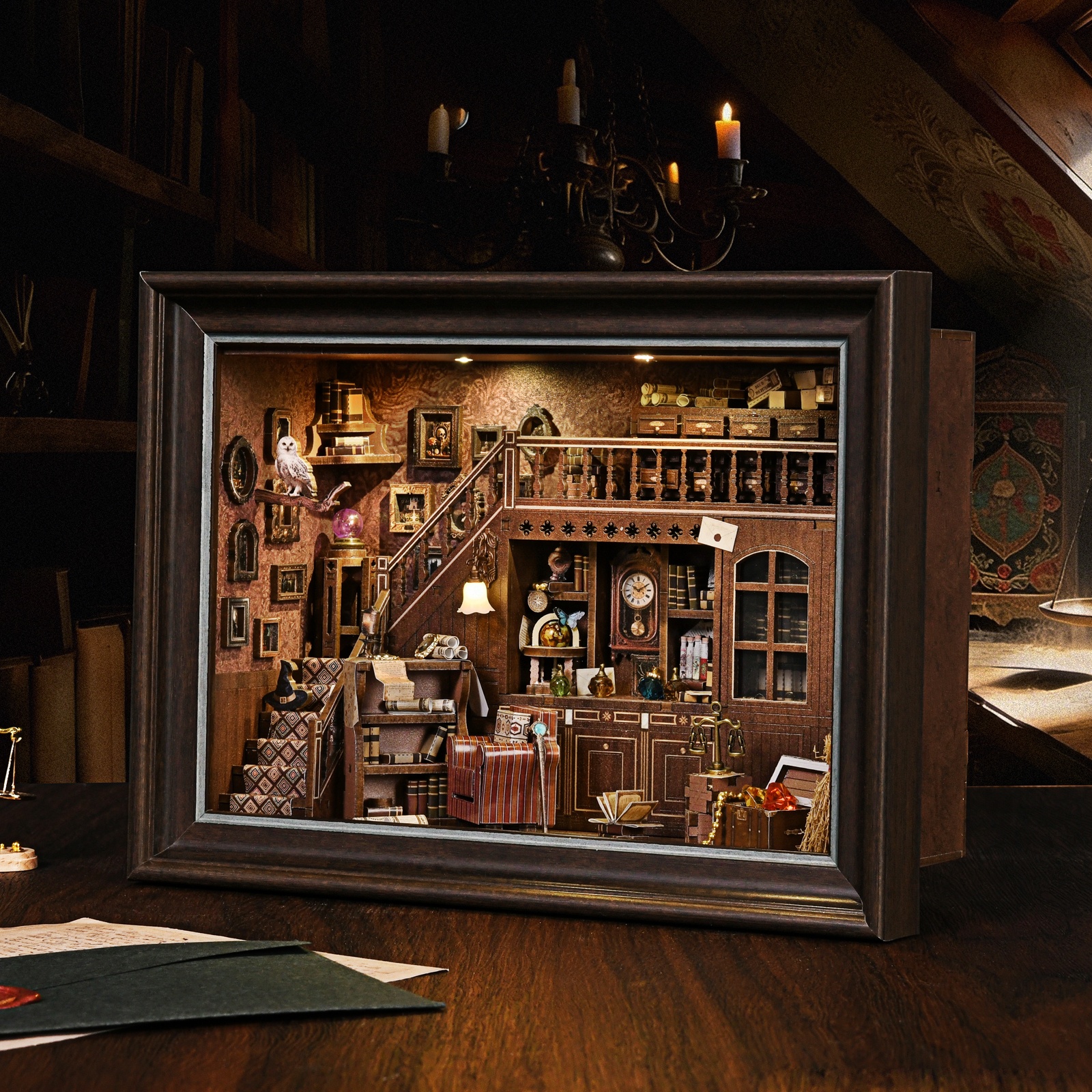 Book Nook Kit Secret Attic DIY – обзор и цена Engraved Wood Frame