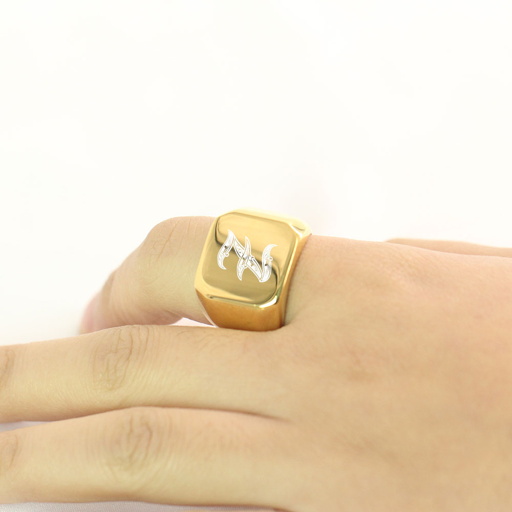 Gold Tone Mens Big Letter Ring – обзор и цена Initial Ring Custom