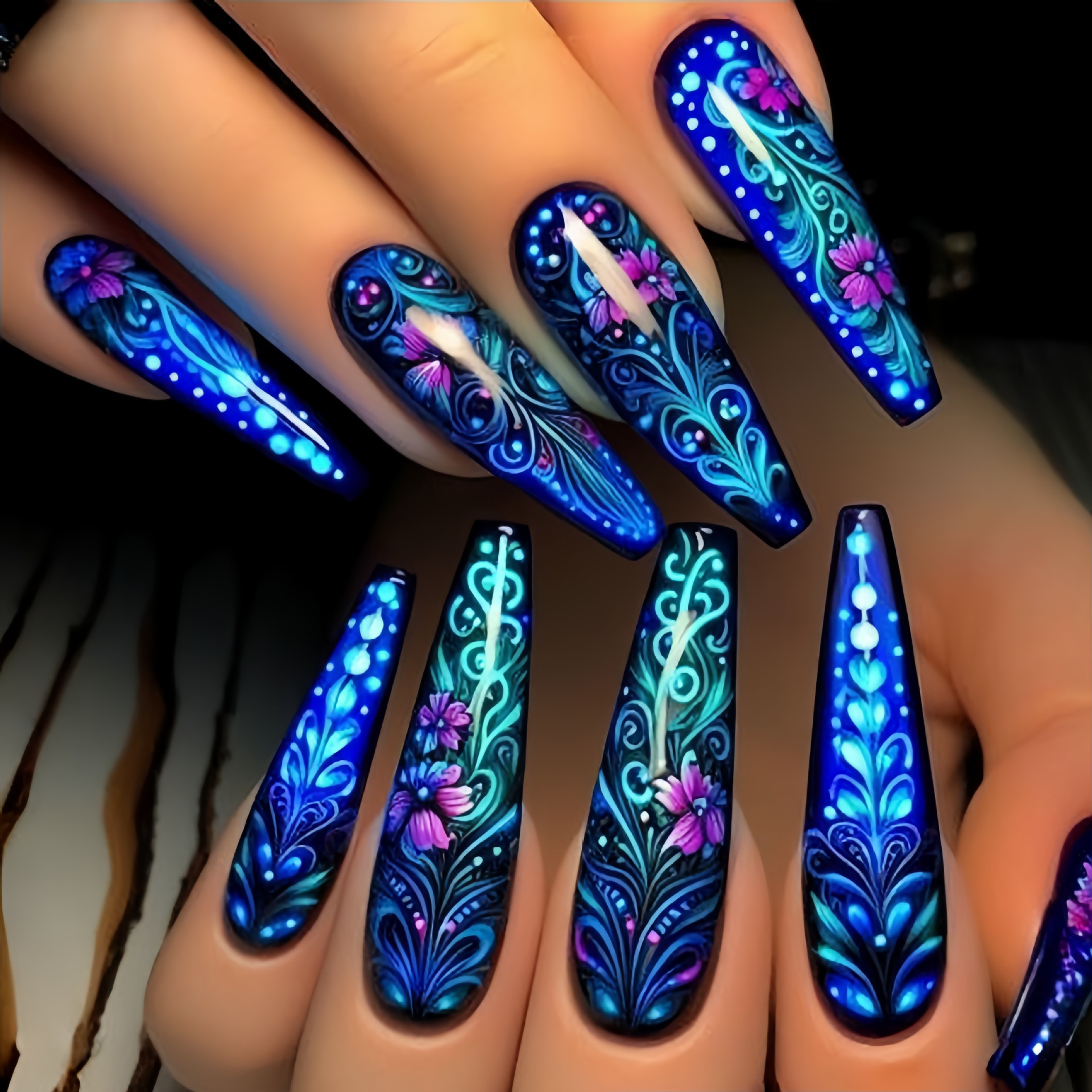 24pcs/set Medium long fake nai – обзор и цена Pressed Flower Art