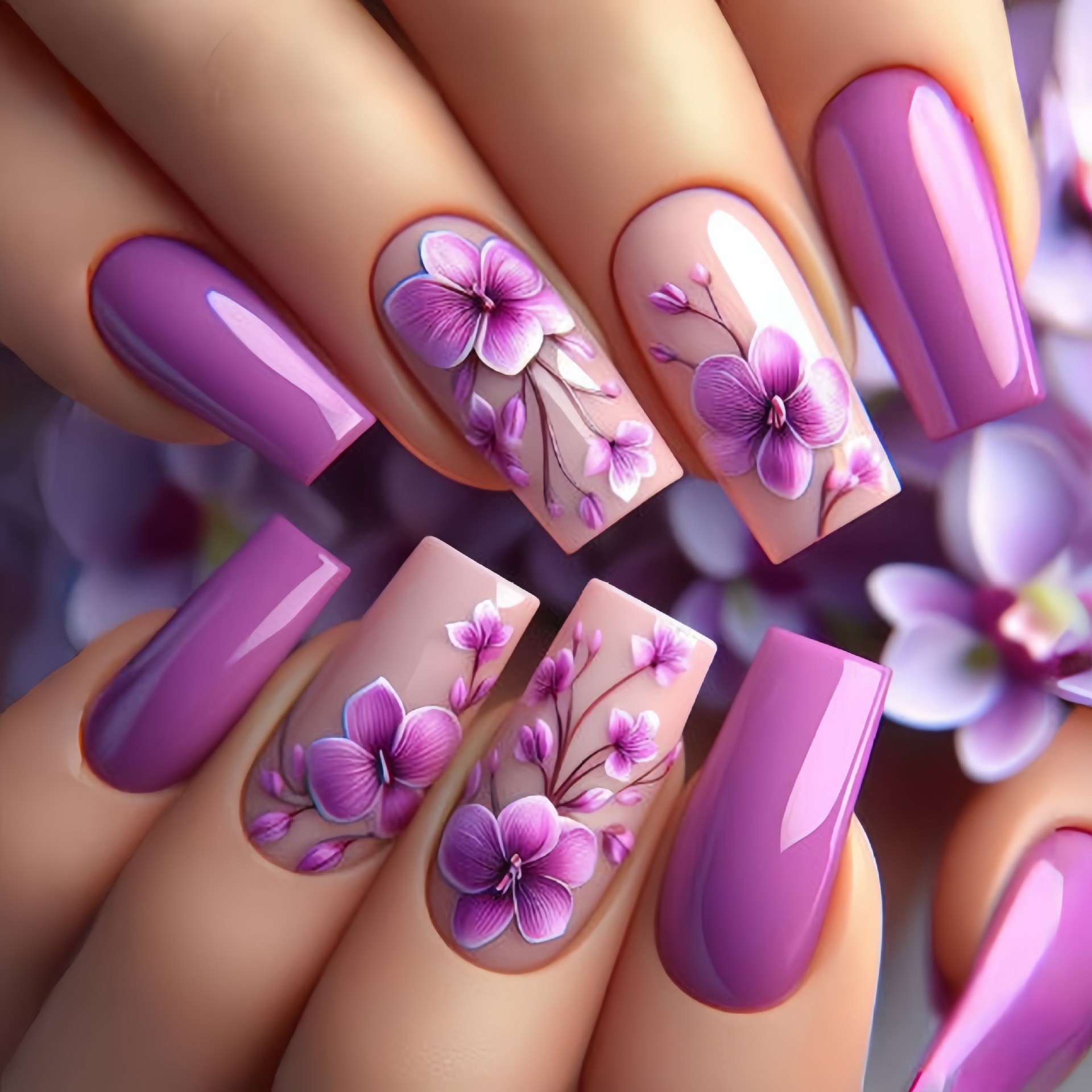 24pcs/set Medium long fake nai – обзор и цена Pressed Flower Art