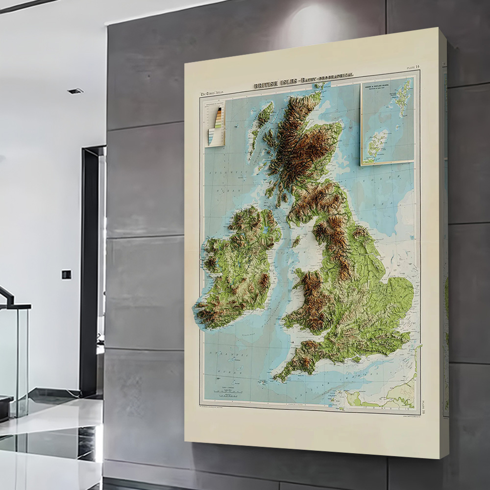 3D Relief Map of 1922 British  – обзор и цена Custom Map Poster