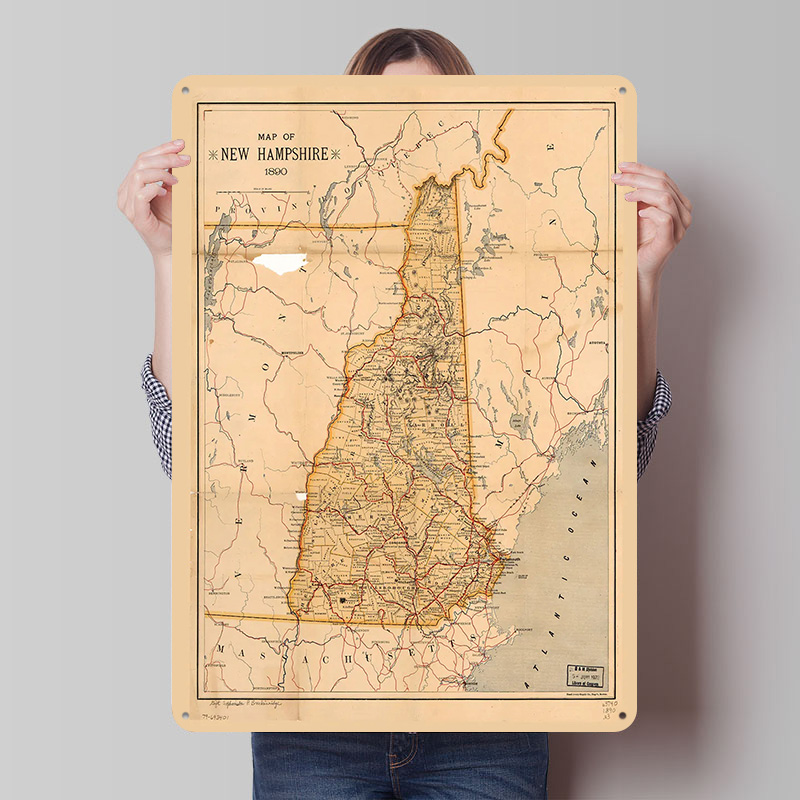 New Hampshire Map 1890 Poster  – обзор и цена Custom Map Poster