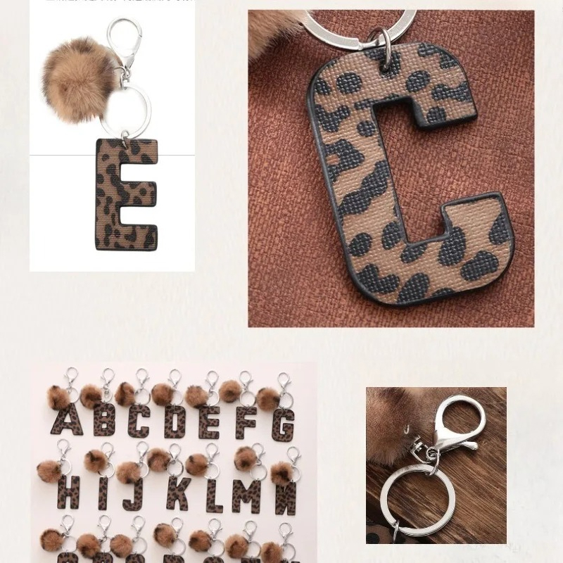 A-M Fashion Leopard Alphabet A – обзор и цена Monogram Keychain Leather