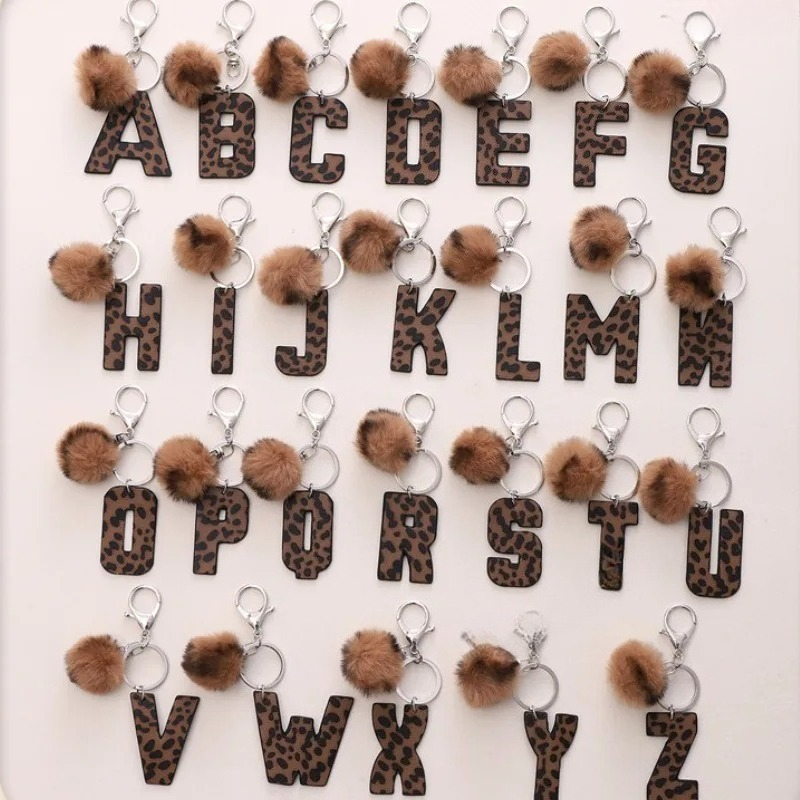 A-M Fashion Leopard Alphabet A – обзор и цена Monogram Keychain Leather