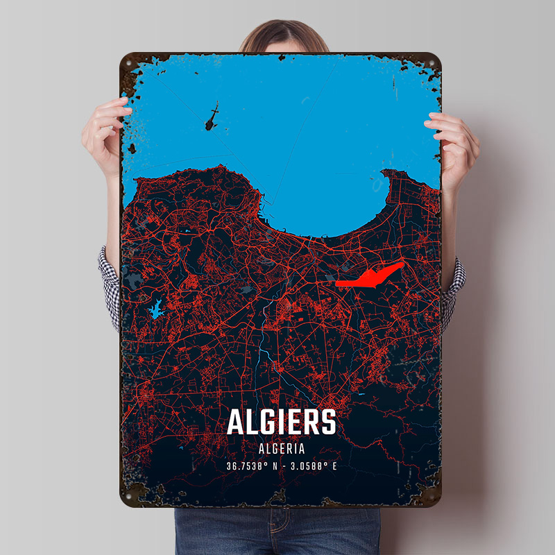 Algiers City Map Metal Poster  – обзор и цена Custom Map Poster