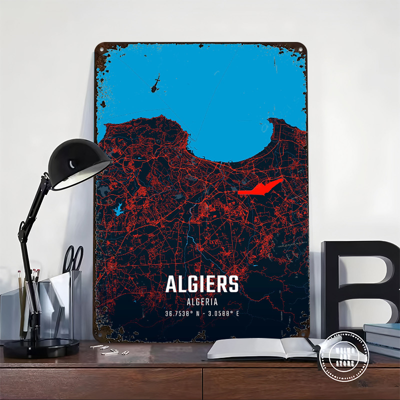 Algiers City Map Metal Poster  – обзор и цена Custom Map Poster