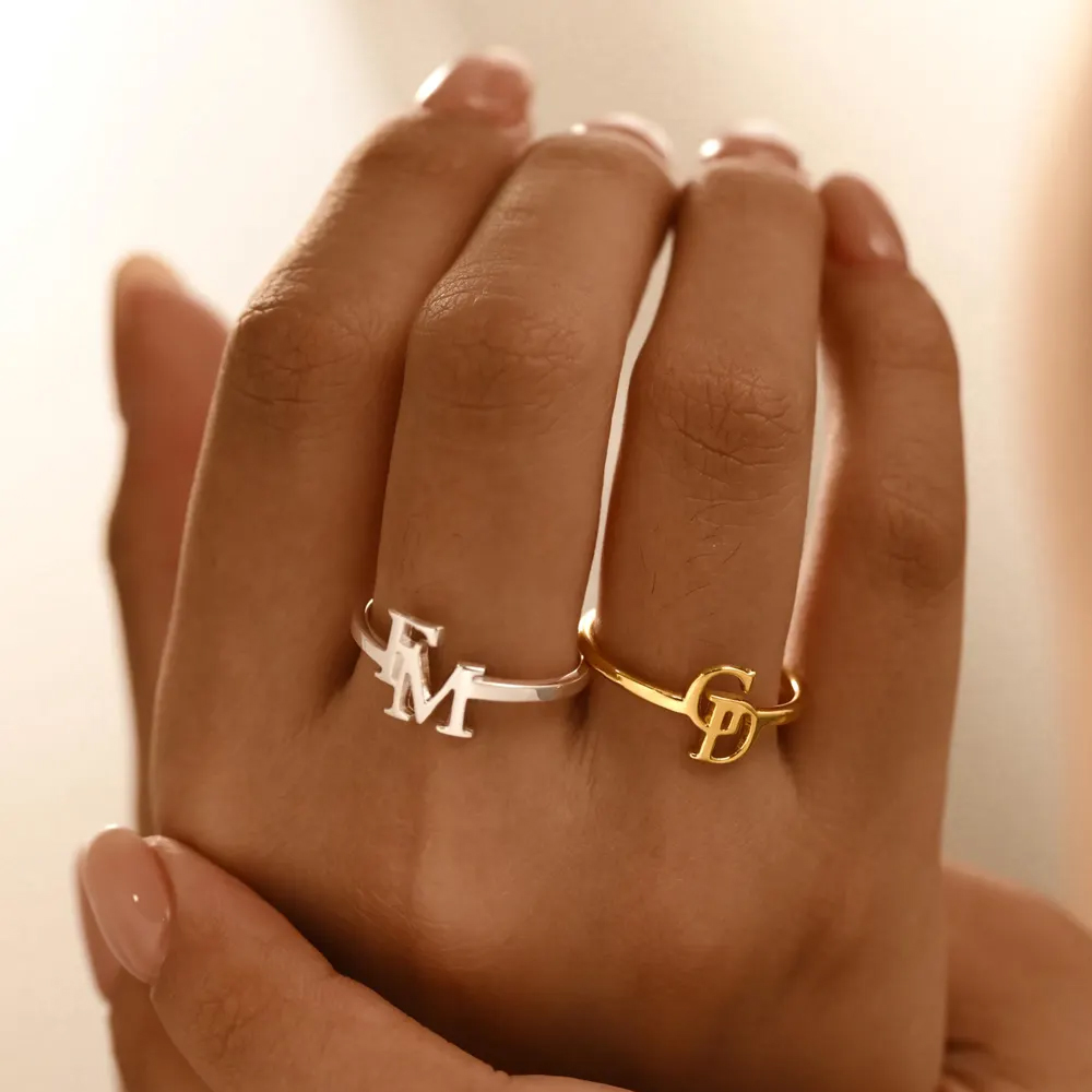 Customized Two Letter Ring for – обзор и цена Initial Ring Custom
