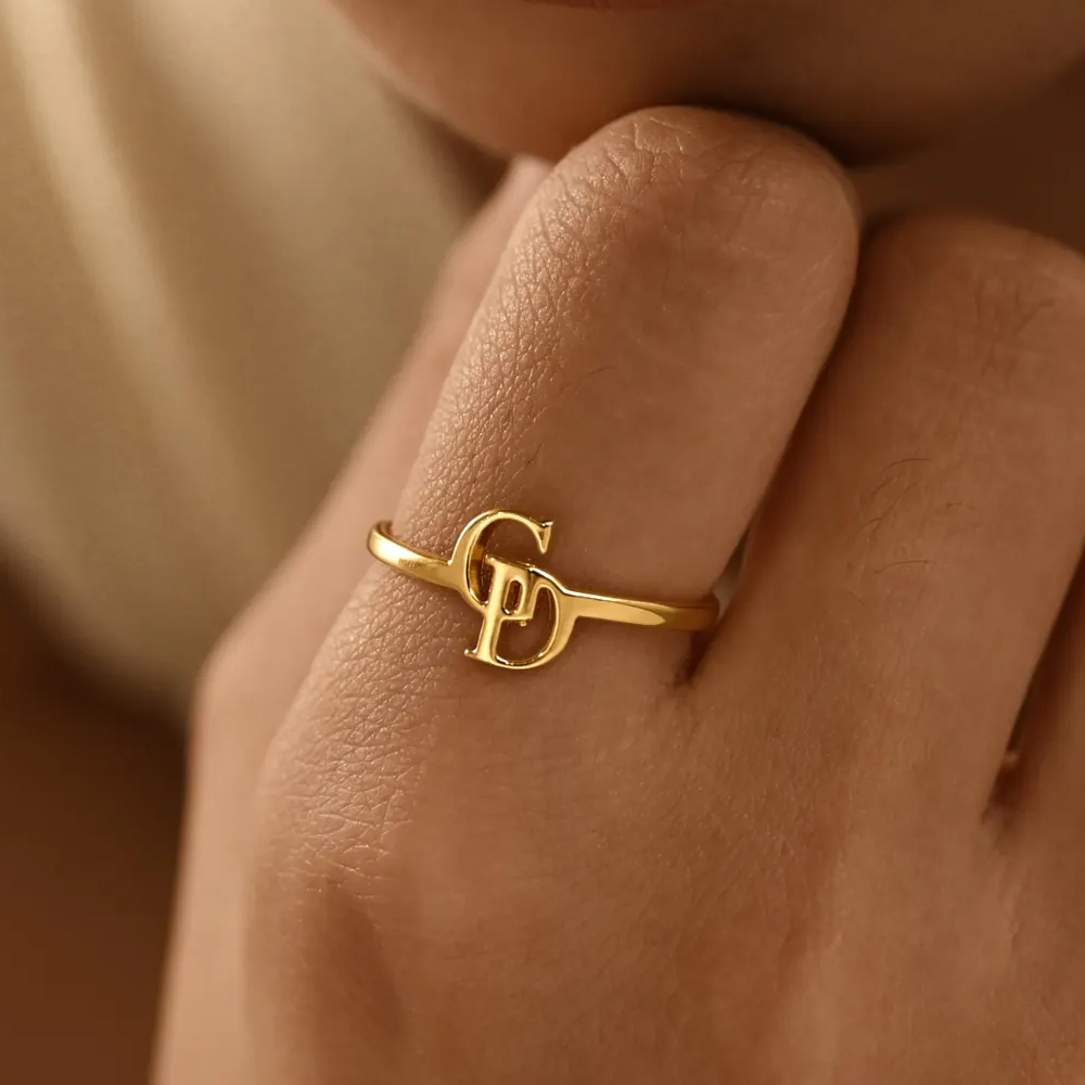 Customized Two Letter Ring for – обзор и цена Initial Ring Custom