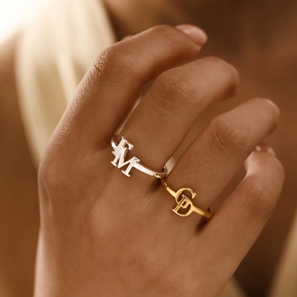 Customized Two Letter Ring for – обзор и цена Initial Ring Custom