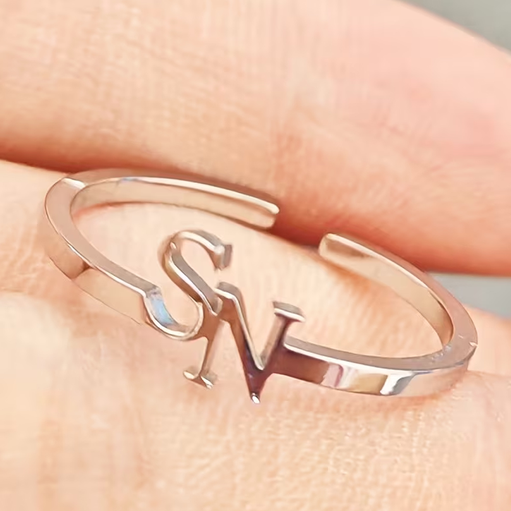 Customized Two Letter Ring for – обзор и цена Initial Ring Custom