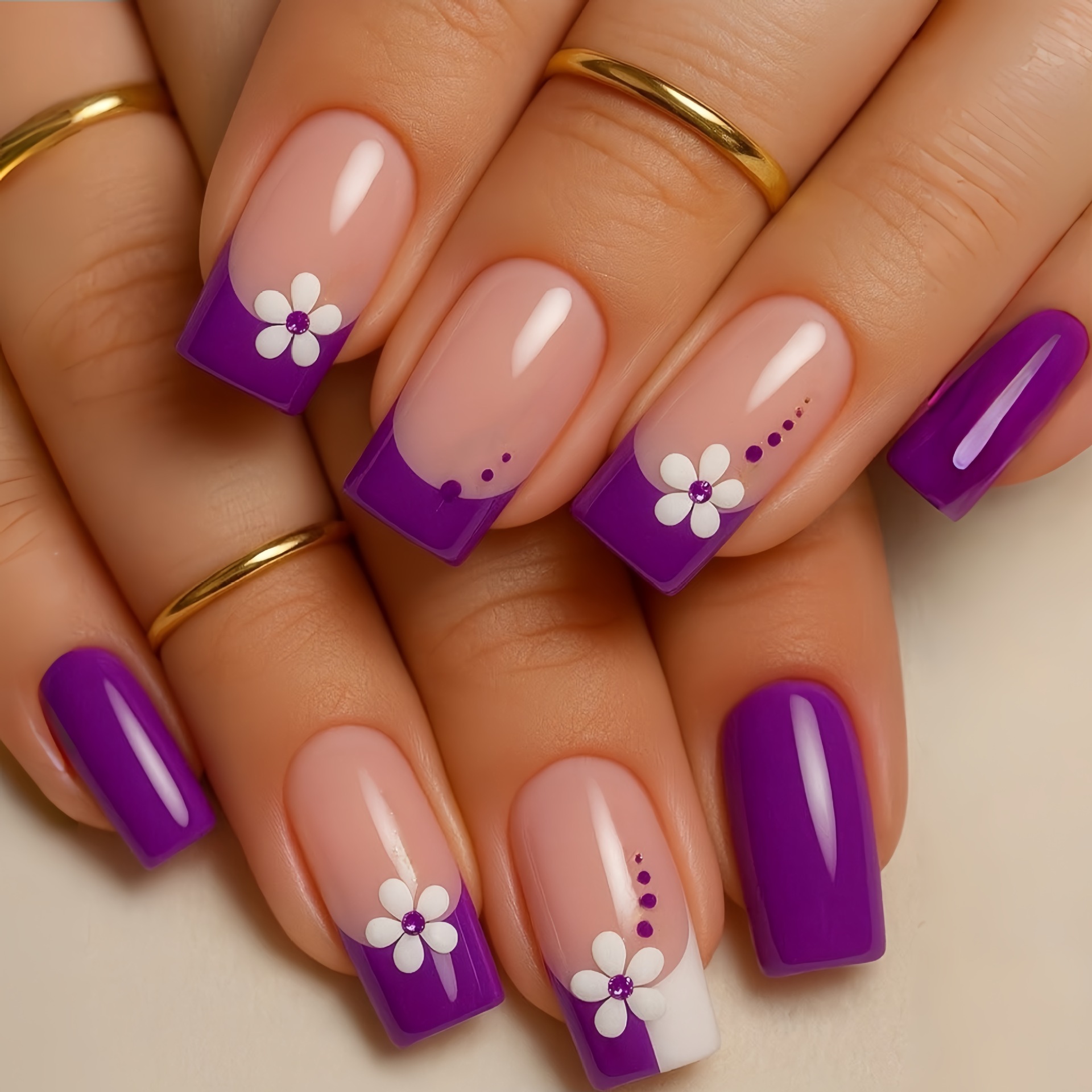 Medium square fake nails for w – обзор и цена Pressed Flower Art