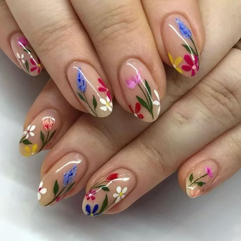 24Pcs Simple Almond Nails Tips – обзор и цена Pressed Flower Art