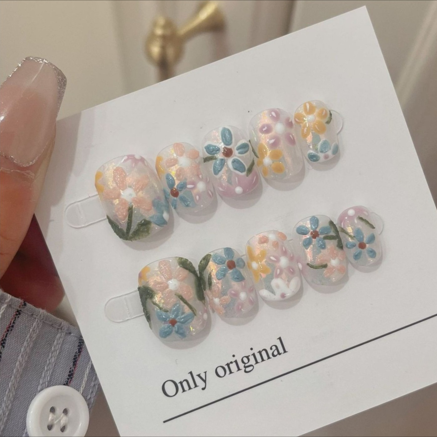 10Pcs Short Handmade Press On  – обзор и цена Pressed Flower Art