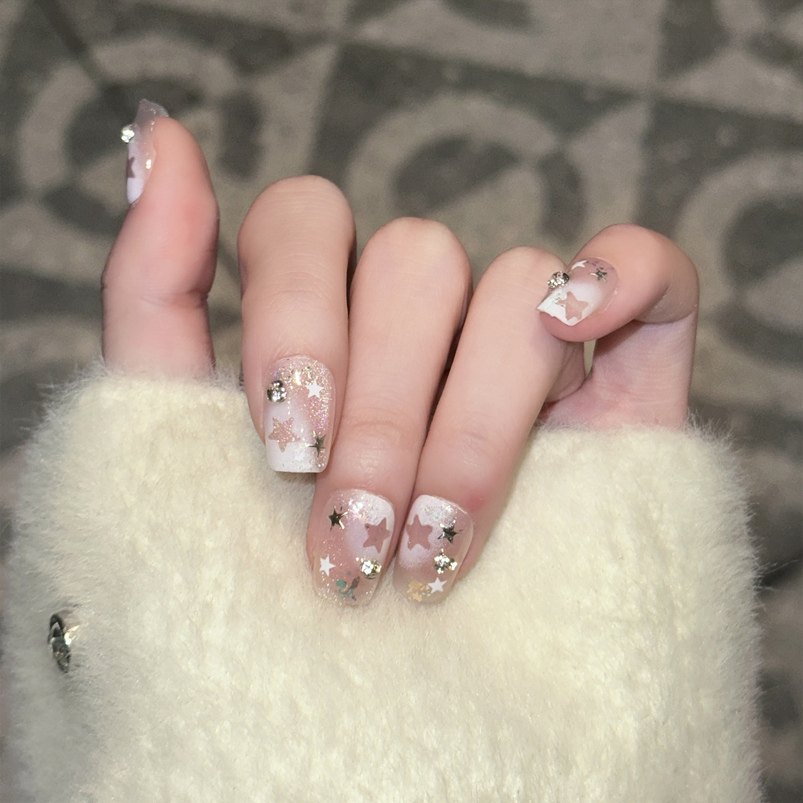 10PCS Short Square Fake Nails  – обзор и цена Pressed Flower Art