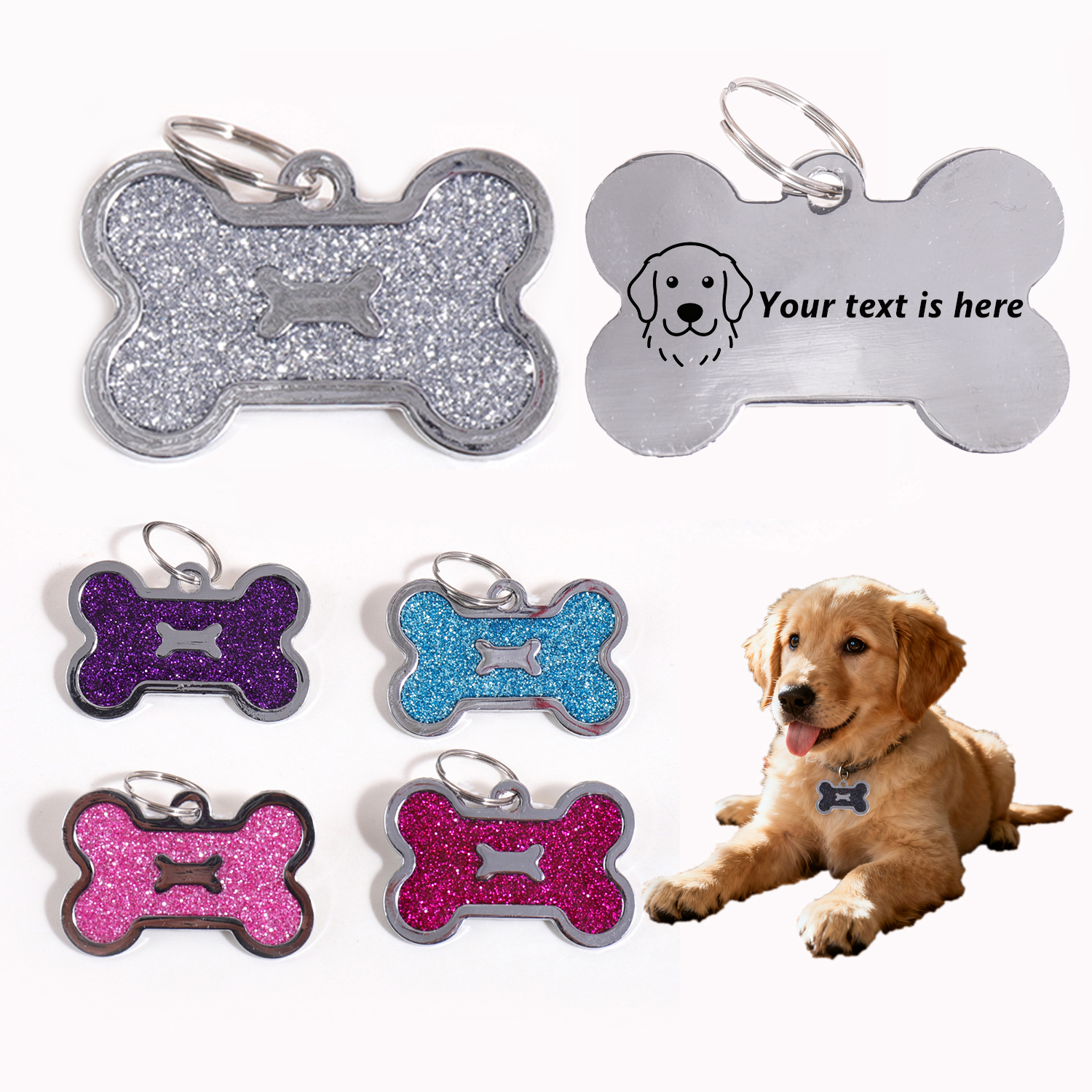Glitter Custom Text Dog Tags C – обзор и цена Pet Portrait Custom