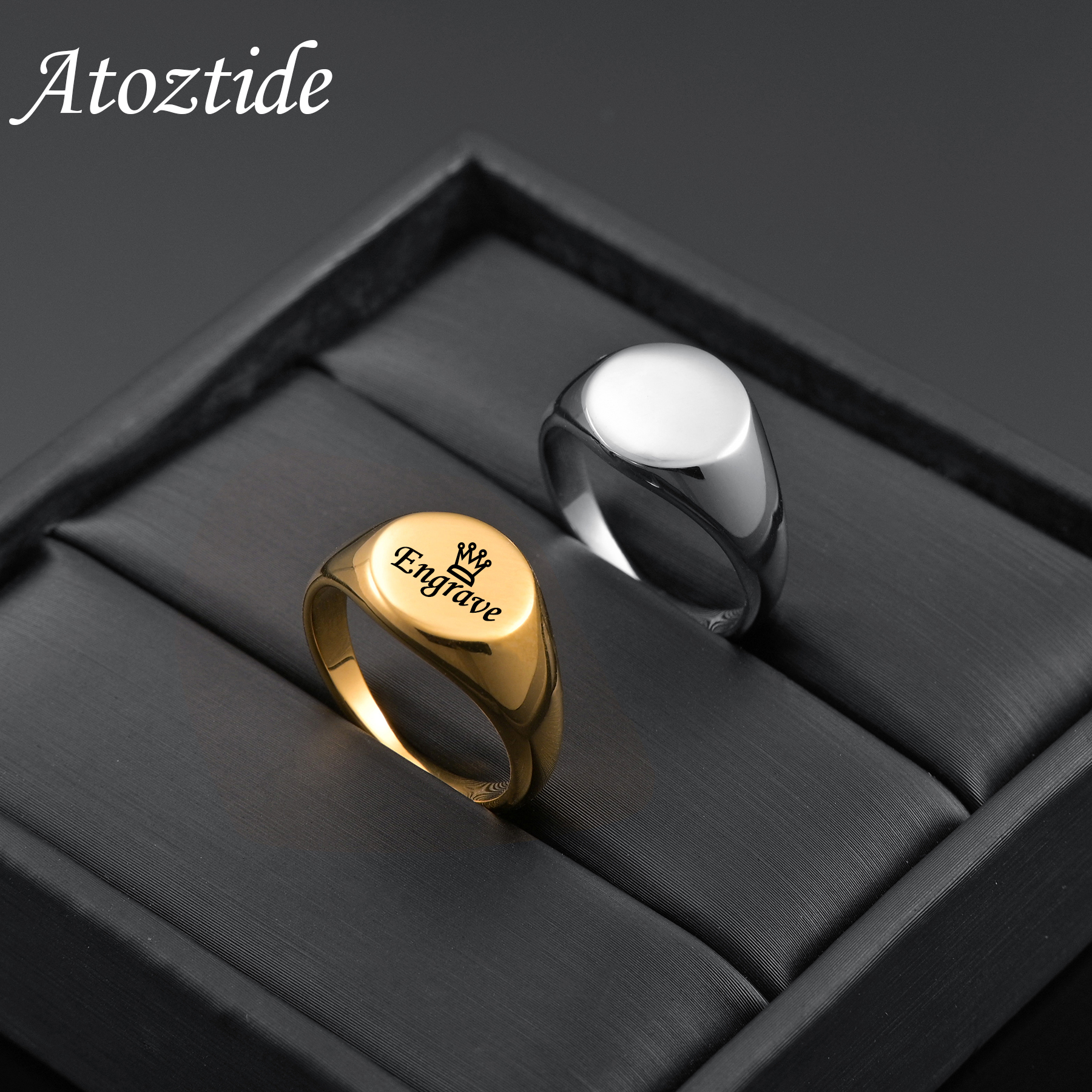 Atoztide Custom Engraved Ring  – обзор и цена Initial Ring Custom
