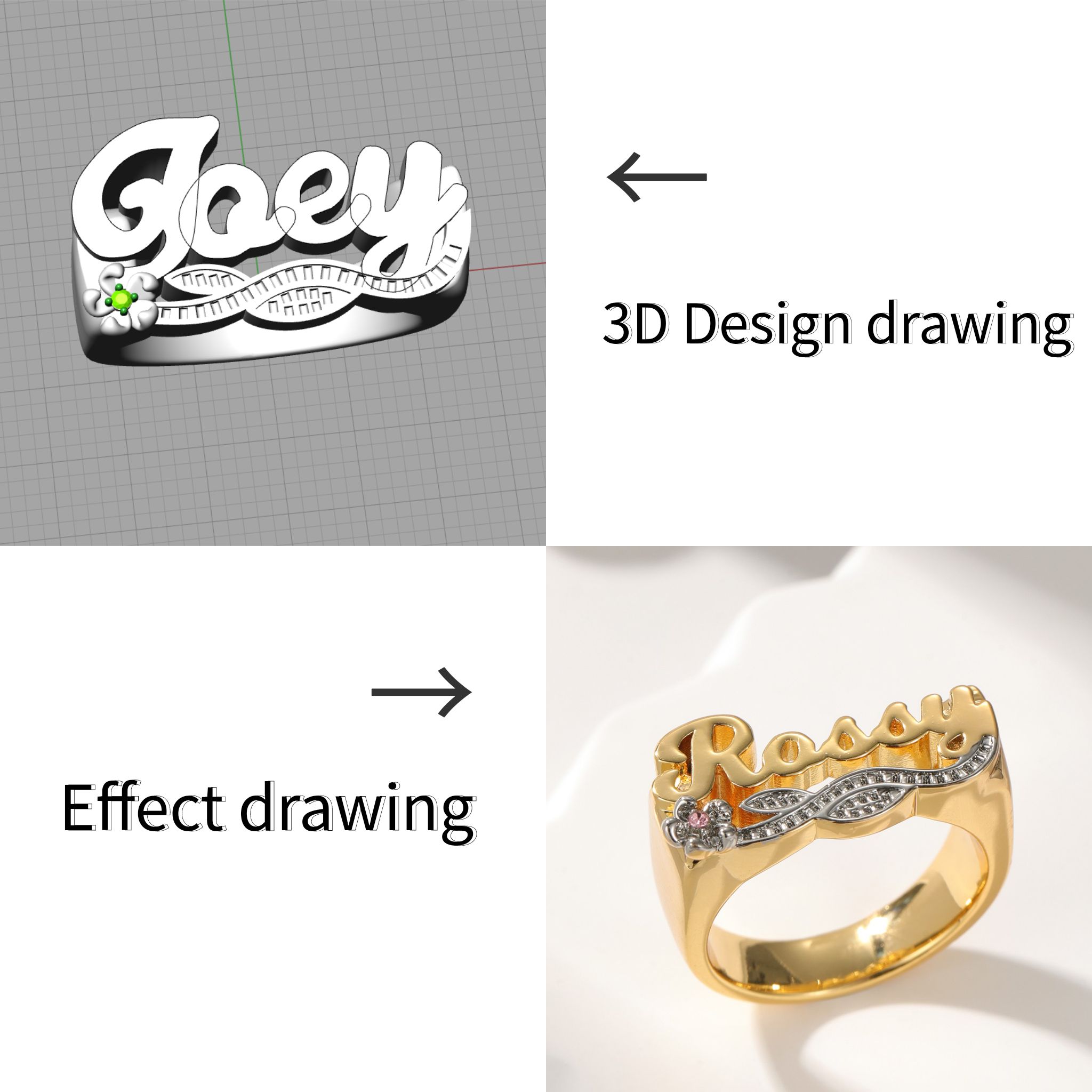 3D Name Ring Custom Diamond Na – обзор и цена Initial Ring Custom