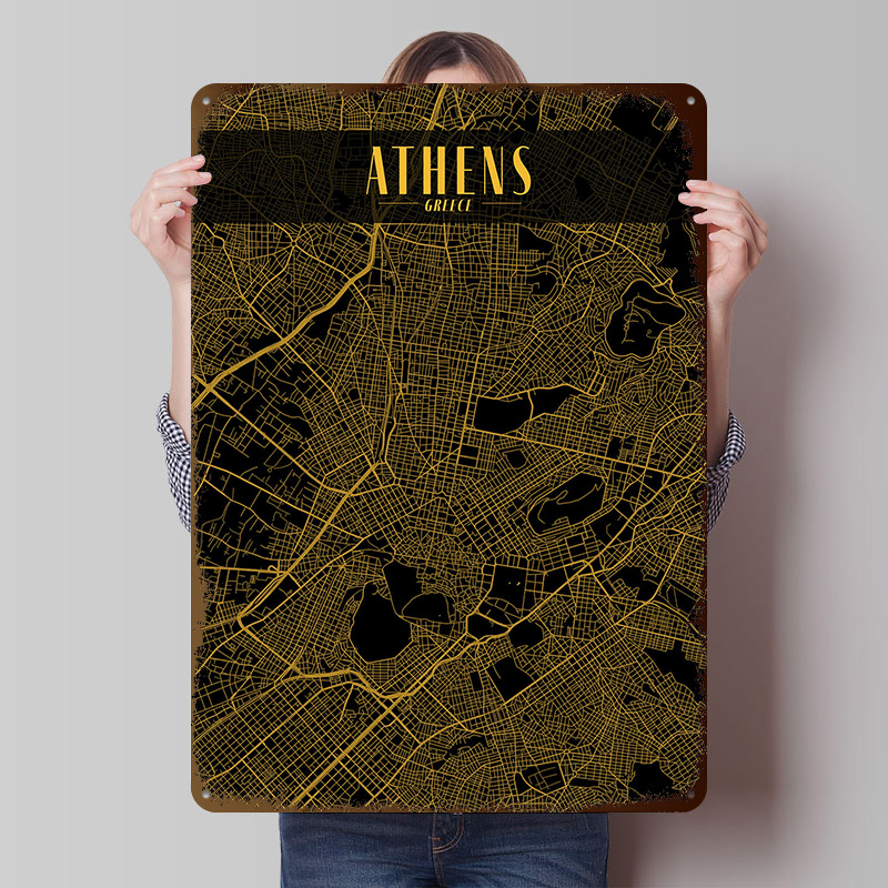 Athens Golden Map Tinplate Pos – обзор и цена Custom Map Poster