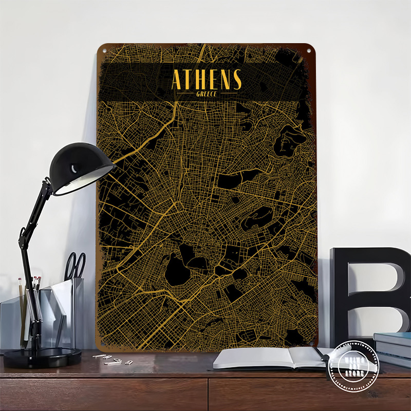 Athens Golden Map Tinplate Pos – обзор и цена Custom Map Poster