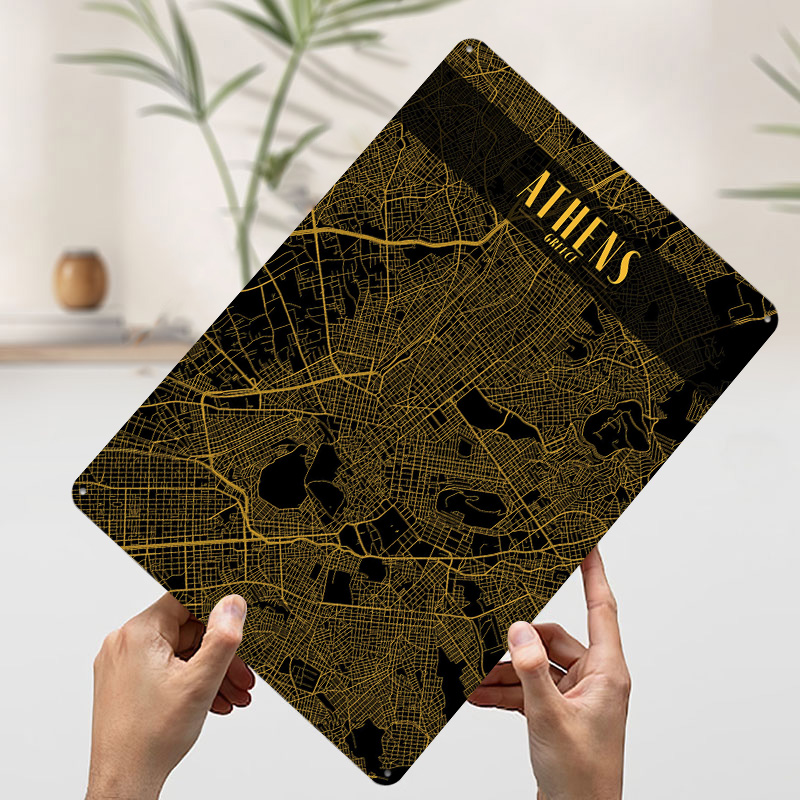 Athens Golden Map Tinplate Pos – обзор и цена Custom Map Poster
