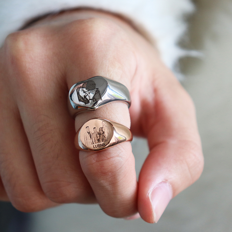 Custom Engraved Picture Logo N – обзор и цена Initial Ring Custom