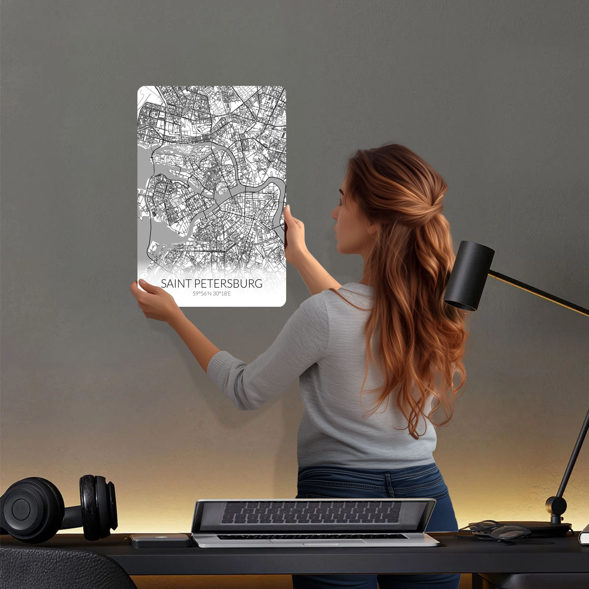 Saint Petersburg White Map Tin – обзор и цена Custom Map Poster