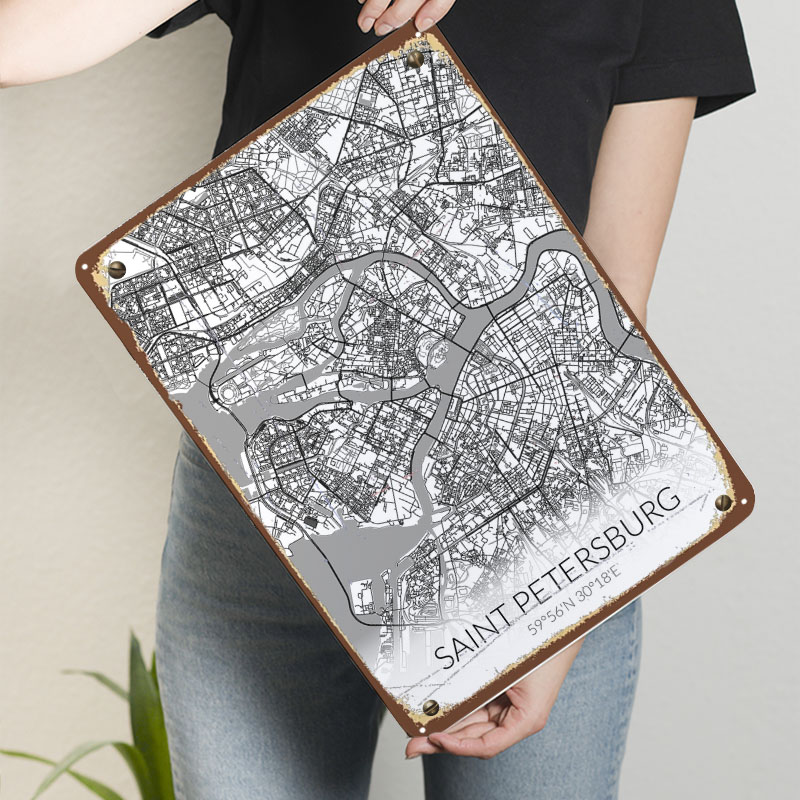 Saint Petersburg White Map Tin – обзор и цена Custom Map Poster