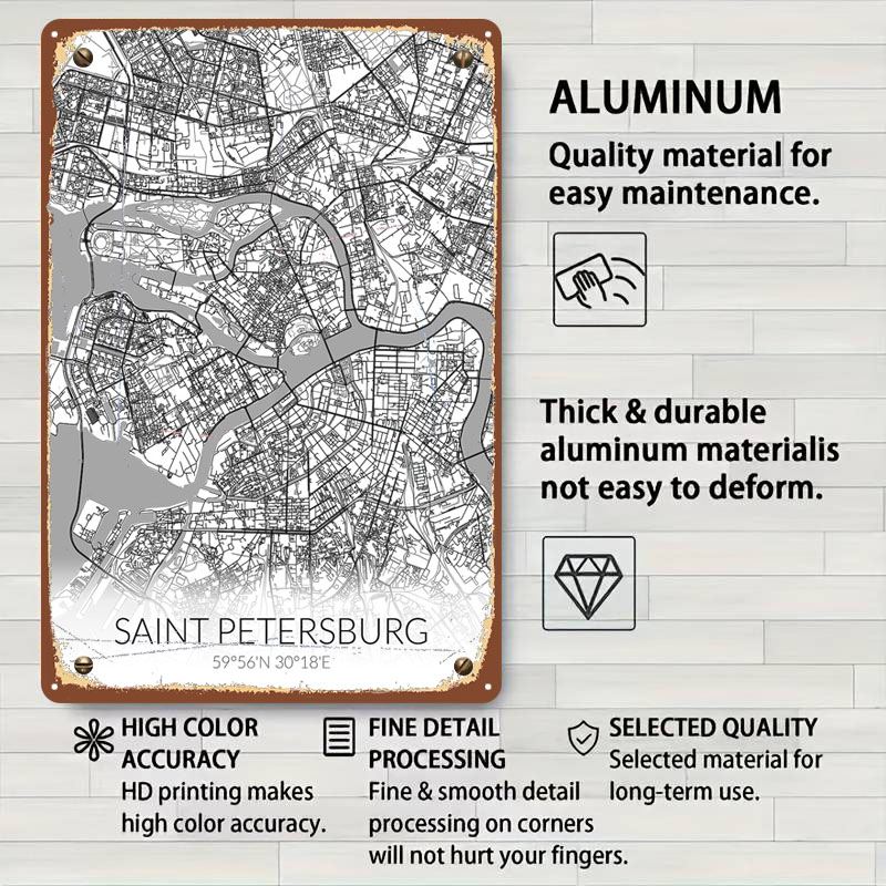 Saint Petersburg White Map Tin – обзор и цена Custom Map Poster