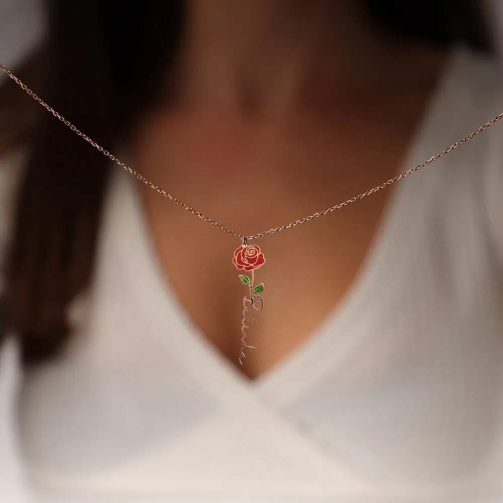Personalized Name Necklace Wit – обзор и цена Birth Flower Necklace