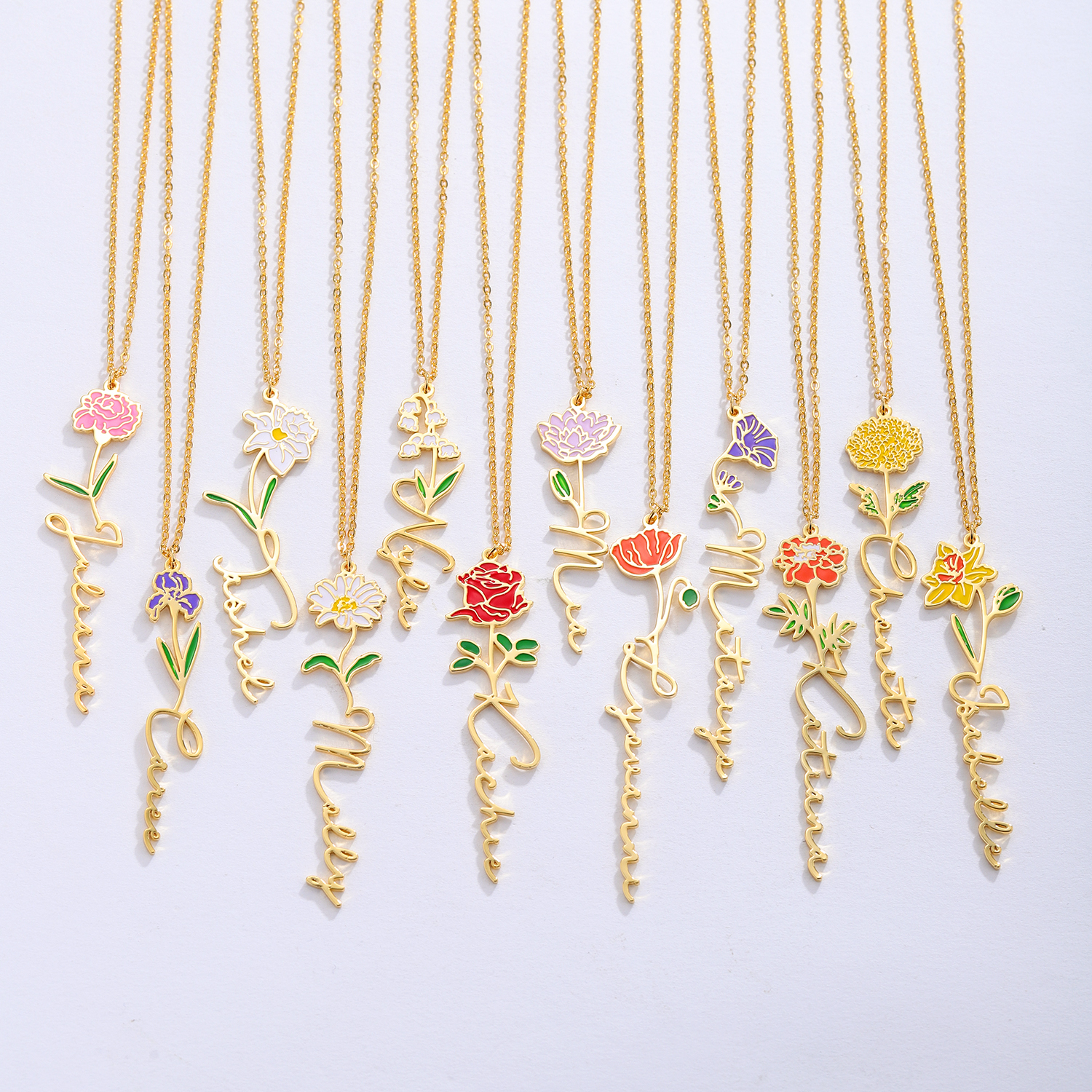 Personalized Name Necklace Wit – обзор и цена Birth Flower Necklace