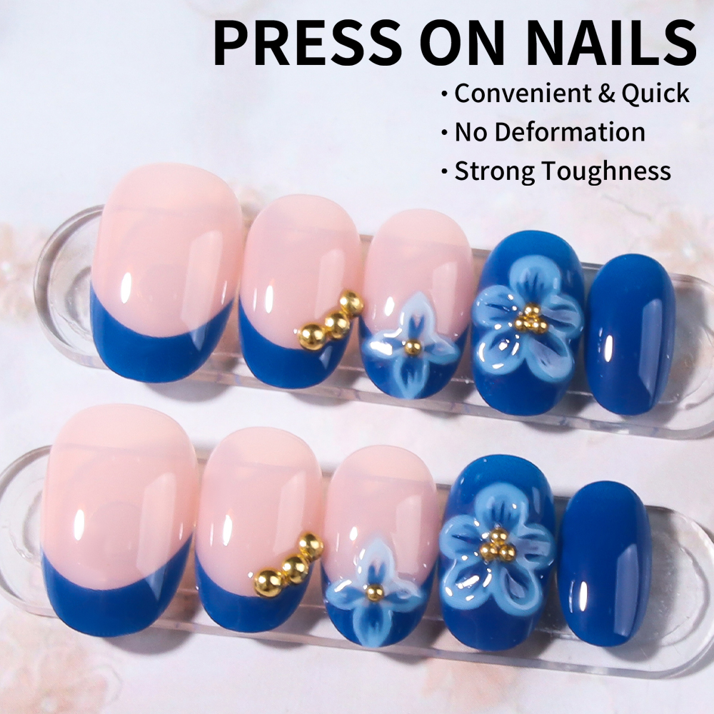 24pcs Short Oval 3D Gel Nail S – обзор и цена Pressed Flower Art