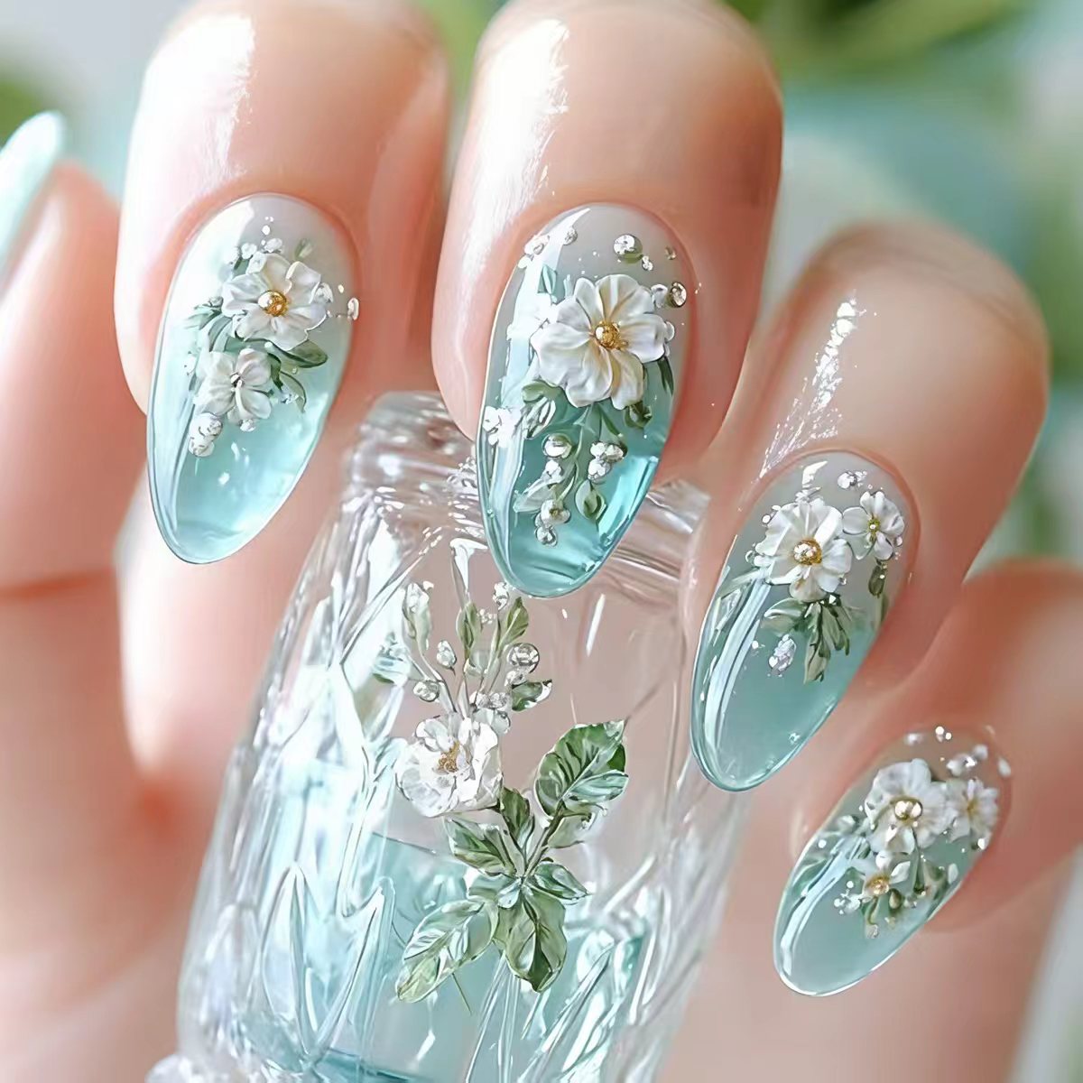 Medium fake nails for women gi – обзор и цена Pressed Flower Art