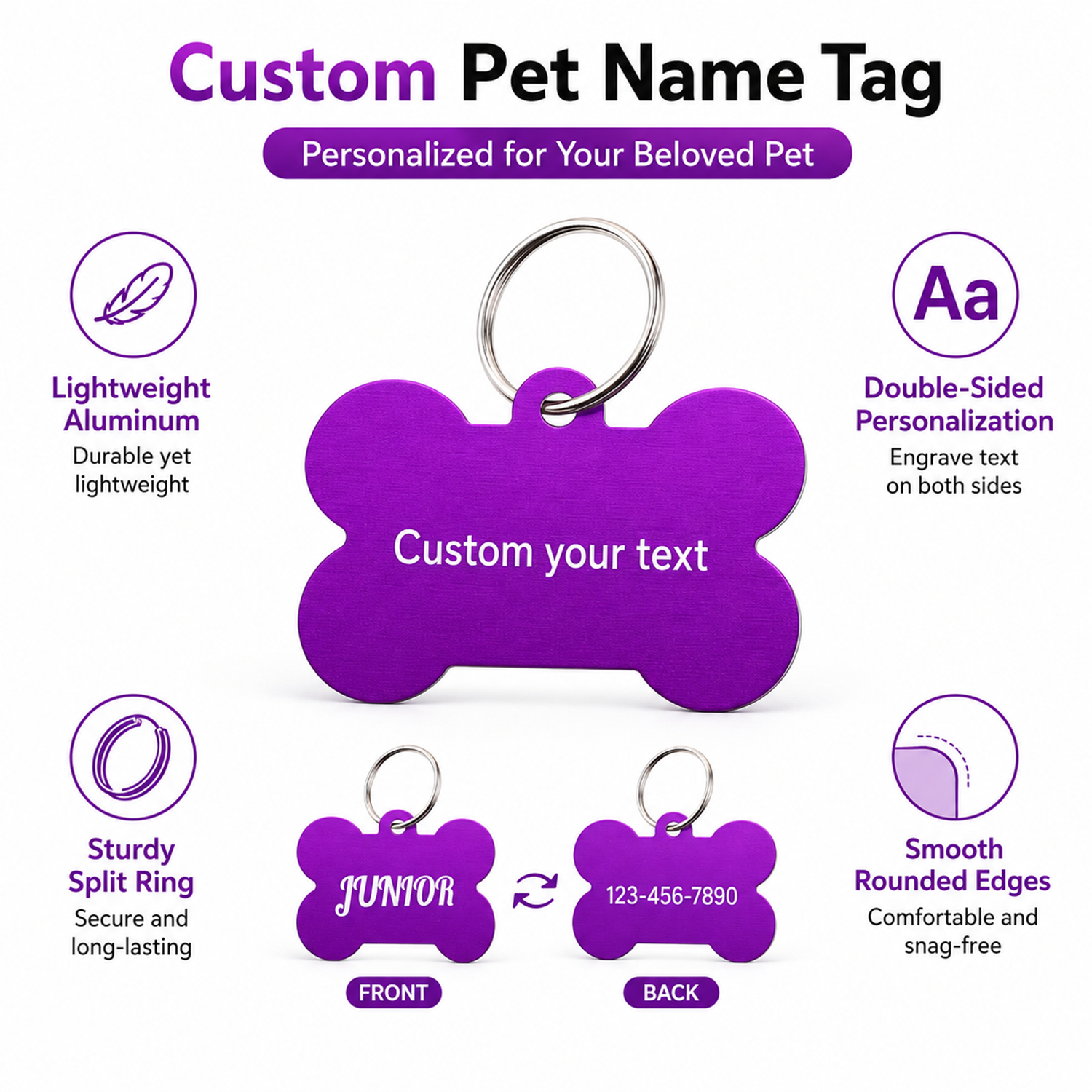 Bone Shaped Custom Name Dog Ta – обзор и цена Pet Portrait Custom